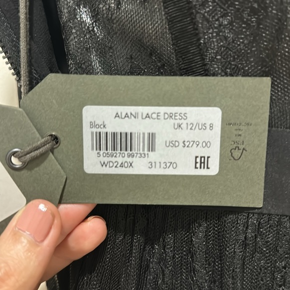 All Saints. Alani lace dress. Size 8. Black. NWT - Picture 9 of 9